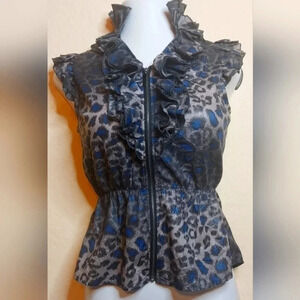 Lapis, Ruffleneck Top, Size S